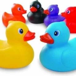 Merkloos 12x Stuks Rubberen Badeendjes Gekleurd In Koker 6 Cm - Bad Speeltjes
