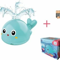 Femur® - Wally De Walvis - GROEN - Badspeelgoed - Badspeeltje - Lichtgevend - Sensor Fontein - Bad - Water - Zwembad - Baby - Peuter - Kleuter - LED - INCLUSIEF Batterijen