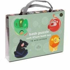 Petit Monkey - Zachte Badpuzzel Wilde Dieren - Badspeelgoed - Grijs -