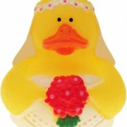 Merkloos Bruid Badeendje 5 Cm - Bruiloft Thema Feestartikelen - Speelgoed Badeendjes