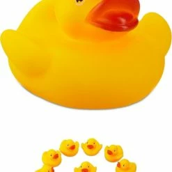 Relaxdays Badeendjes Geel - 12 Stuks - Badspeelgoed Badeend - Speelgoed Voor Bad - 5 Cm