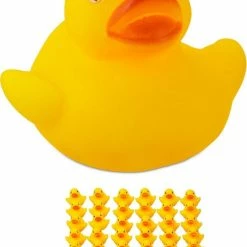 Relaxdays Badeendjes Geel - 48 Stuks - Badspeelgoed Badeend - Speelgoed Voor Bad - 3.5 Cm